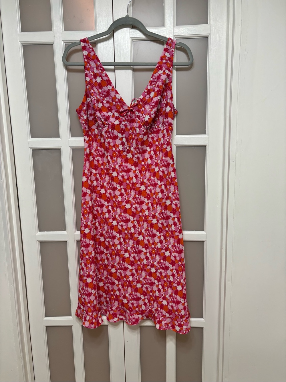 Vintage Express World Brand Floral Slip Dress Pink Orange Y2K Size 7/8